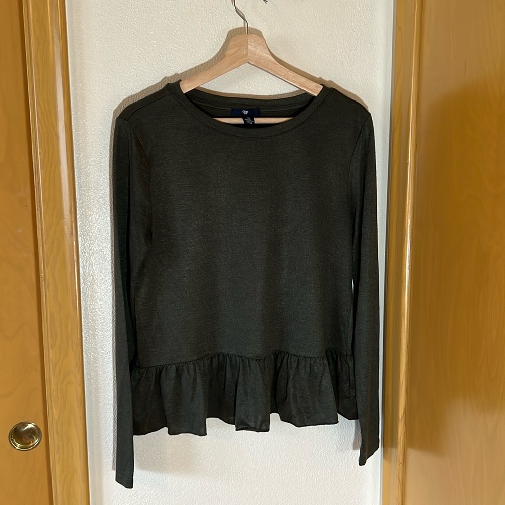 Forest green peplum top- medium